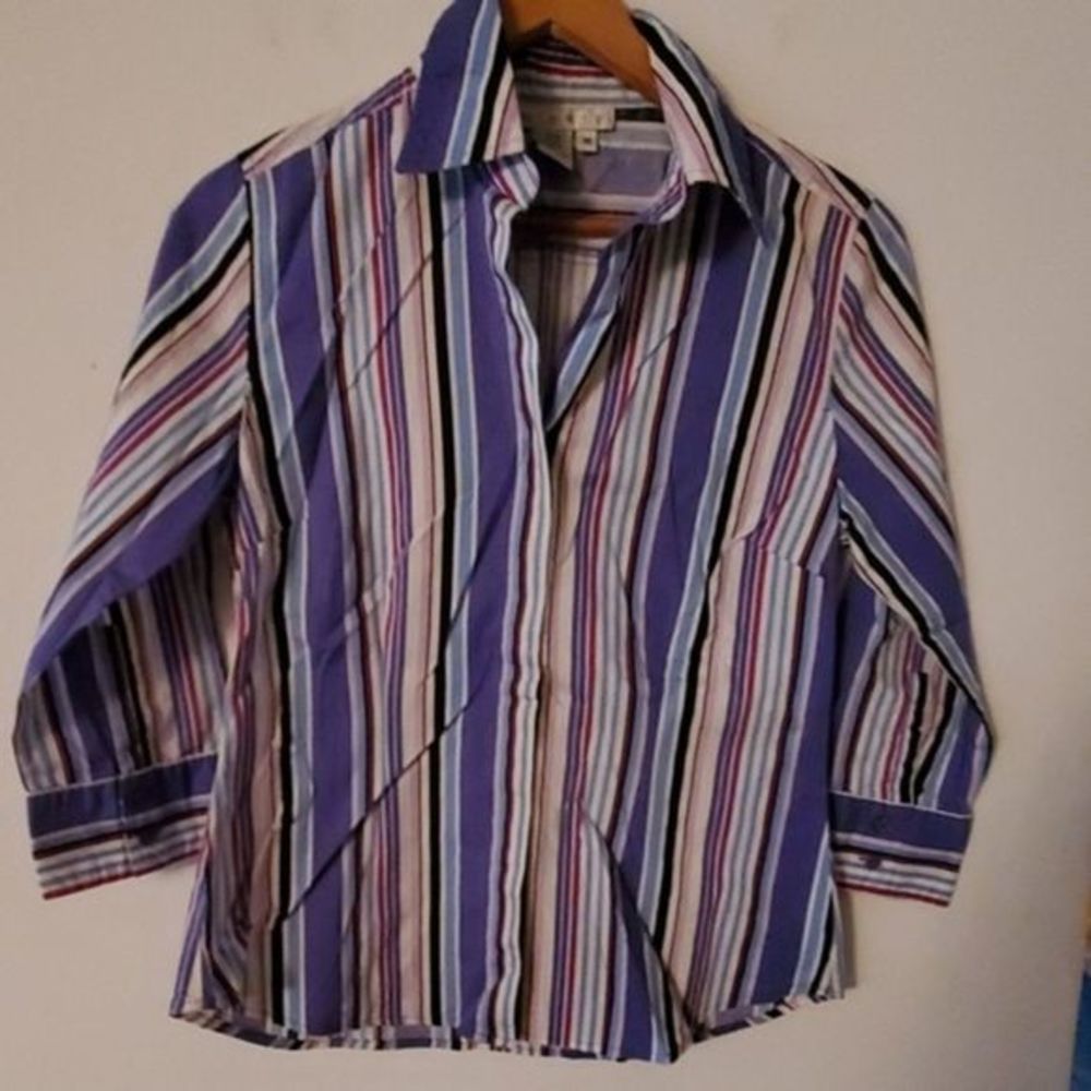 Ninety Multi Color Striped Button Down Shirt M